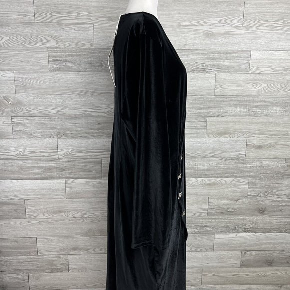 DALIA MACPHEE Plus Size 2X Velvet Surplice Bodice Shine Button Dress NWT - Picture 10 of 12